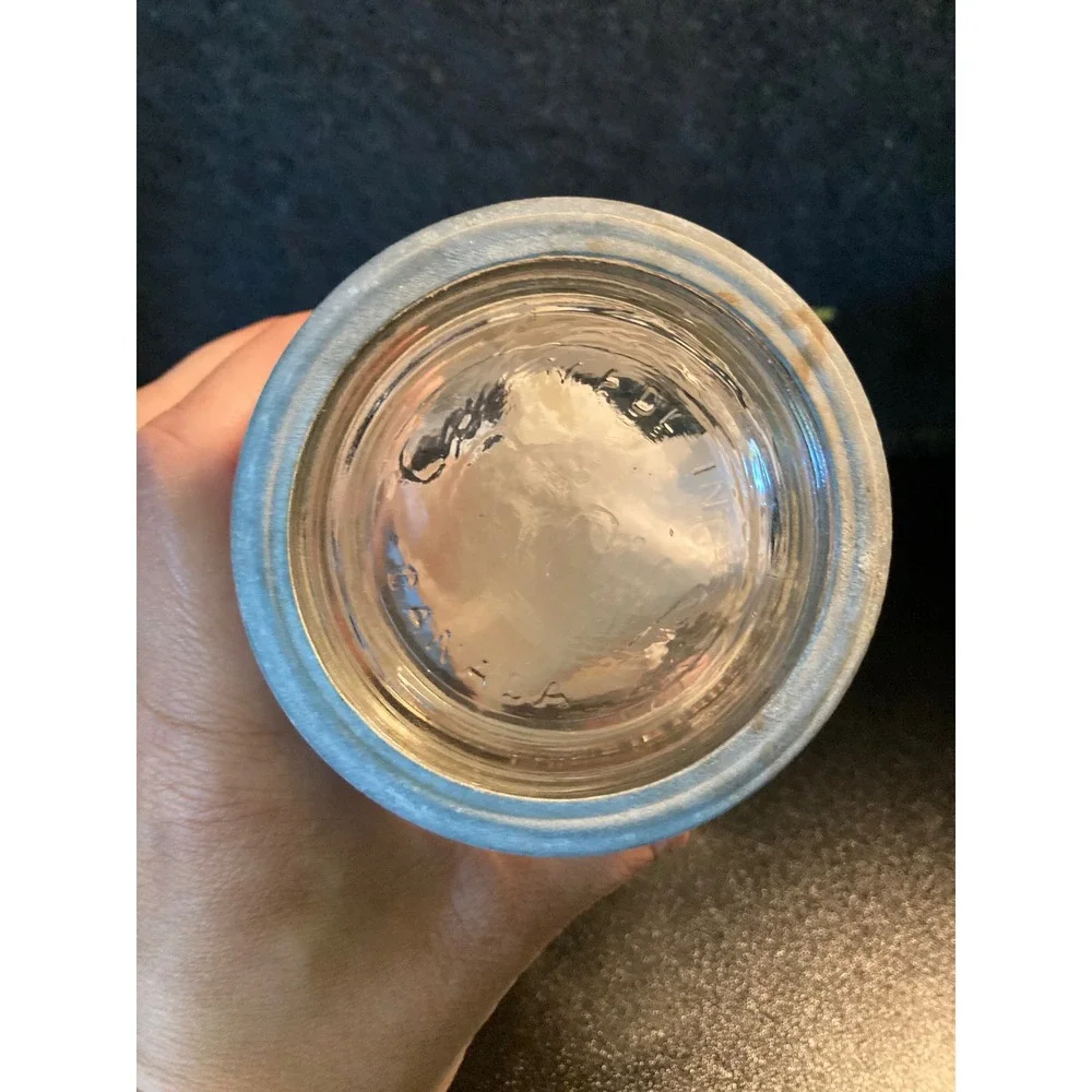 Vintage Crown Mason Jar Made in Canada Clear Glass with Zinc Lid and Insert 1932